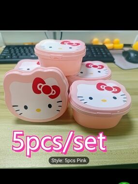 5pc Pink Hello Kitty Food Containers